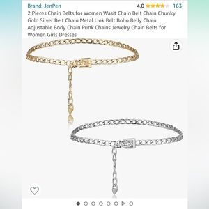 Chain Belts for Women Adjustable - silver and gold